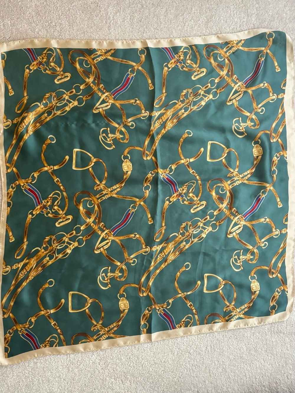 Blue/Green Chain & Bit Print Scarf